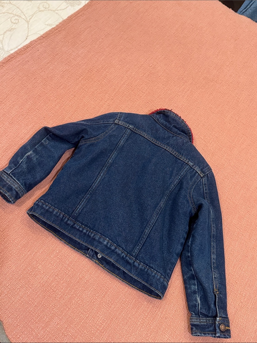 Child / Kids Blue Denim Jacket with Red plaid Sherpa interior & Collar - Picture 13 of 13